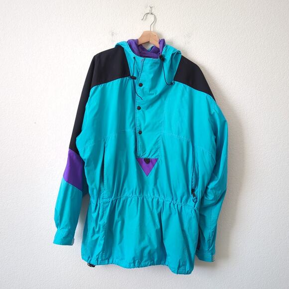 VTG 90s The North Face Extreme Anorak Long Cinch Jacket Blue Hooded Men's XL - Picture 6 of 15